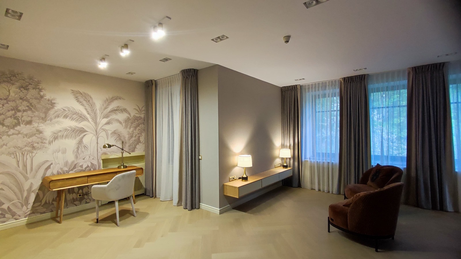 Композитная паркетная доска Quartz Parquet Елка Дуб испанский 33-404 венгерская елка 635×127×5 фото в интерьере